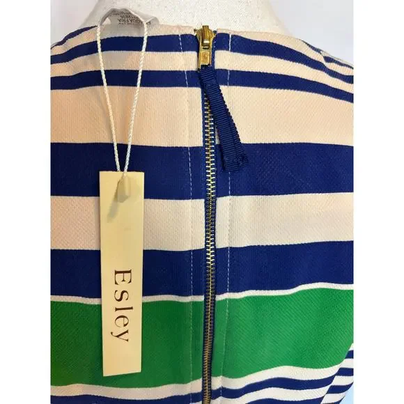 Esley | Blue/Green Striped Shift Dress | Medium - Picture 11 of 13